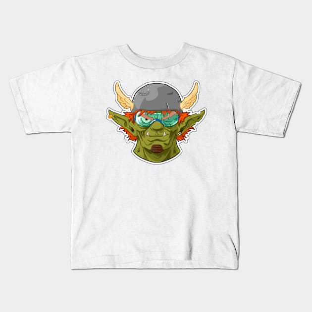 Smiling orc sticker Kids T-Shirt by LeCoinDeFrederic